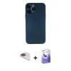 MARSİLYAN™- iPhone 13 Pro Max Kılıf Yadigar Yansıma Serisi - Siyah Bilvis 5in1 5D Magic Hayalet Cam Ekran Koruyucu + Pers Alüminyum Kamera Lens - GI