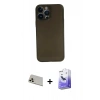 MARSİLYAN™- iPhone 13 Pro Max Kılıf Yadigar Yansıma Serisi - Siyah Bilvis 5in1 5D Magic Hayalet Cam Ekran Koruyucu + Rainbow Kamera Lens Koruma Cam - REGD