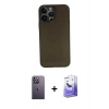 MARSİLYAN™- iPhone 13 Pro Max Kılıf Yadigar Yansıma Serisi - Siyah Bilvis 5in1 5D Magic Hayalet Cam Ekran Koruyucu + Neon Fosforlu Kamera Lens - BZ