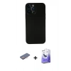 MARSİLYAN™- iPhone 13 Pro Max Kılıf Yadigar Yansıma Serisi - Siyah Bilvis 5in1 5D Magic Hayalet Cam Ekran Koruyucu + Renkli Kamera Lens Koruma Cam - PE