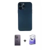 MARSİLYAN™- iPhone 13 Pro Max Kılıf Yadigar Yansıma Serisi - Siyah Bilvis 5in1 5D Magic Hayalet Cam Ekran Koruyucu + Neon Fosforlu Kamera Lens - BZ