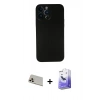 MARSİLYAN™- iPhone 13 Pro Max Kılıf Yadigar Yansıma Serisi - Siyah Bilvis 5in1 5D Magic Hayalet Cam Ekran Koruyucu + Rainbow Kamera Lens Koruma Cam - REGD
