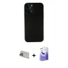 MARSİLYAN™- iPhone 13 Pro Max Kılıf Yadigar Yansıma Serisi - Siyah Bilvis 5in1 5D Magic Hayalet Cam Ekran Koruyucu + Rainbow Kamera Lens Koruma Cam - MR