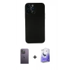 MARSİLYAN™- iPhone 13 Pro Max Kılıf Yadigar Yansıma Serisi - Siyah Bilvis 5in1 5D Magic Hayalet Cam Ekran Koruyucu + Neon Fosforlu Kamera Lens - BZ