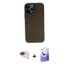 MARSİLYAN™- iPhone 13 Pro Max Kılıf Yadigar Yansıma Serisi - Siyah Bilvis 5in1 5D Magic Hayalet Cam Ekran Koruyucu + Pers Alüminyum Kamera Lens - KI