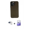 MARSİLYAN™- iPhone 13 Pro Max Kılıf Yadigar Yansıma Serisi - Siyah Bilvis 5in1 5D Magic Hayalet Cam Ekran Koruyucu + Pers Alüminyum Kamera Lens - LT