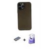 MARSİLYAN™- iPhone 13 Pro Max Kılıf Yadigar Yansıma Serisi - Siyah Bilvis 5in1 5D Magic Hayalet Cam Ekran Koruyucu + Renkli Kamera Lens Koruma Cam - SI