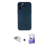 MARSİLYAN™- iPhone 13 Pro Max Kılıf Yadigar Yansıma Serisi - Siyah Bilvis 5in1 5D Magic Hayalet Cam Ekran Koruyucu + Sierra Blue Pers Alüminyum Kamera Lens