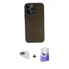 MARSİLYAN™- iPhone 13 Pro Max Kılıf Yadigar Yansıma Serisi - Siyah Bilvis 5in1 5D Magic Hayalet Cam Ekran Koruyucu + Pers Alüminyum Kamera Lens - GI