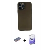 MARSİLYAN™- iPhone 13 Pro Max Kılıf Yadigar Yansıma Serisi - Siyah Bilvis 5in1 5D Magic Hayalet Cam Ekran Koruyucu + Renkli Kamera Lens Koruma Cam - TU