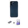 MARSİLYAN™- iPhone 13 Pro Max Kılıf Yadigar Yansıma Serisi - Siyah Bilvis 5in1 5D Magic Hayalet Cam Ekran Koruyucu + Renkli Kamera Lens Koruma Cam - SI