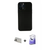MARSİLYAN™- iPhone 13 Pro Max Kılıf Yadigar Yansıma Serisi - Siyah Bilvis 5in1 5D Magic Hayalet Cam Ekran Koruyucu + Rainbow Kamera Lens Koruma Cam - BZ