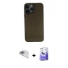 MARSİLYAN™- iPhone 13 Pro Max Kılıf Yadigar Yansıma Serisi - Siyah Bilvis 5in1 5D Magic Hayalet Cam Ekran Koruyucu + Sierra Blue Pers Alüminyum Kamera Lens