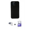 MARSİLYAN™- iPhone 13 Pro Max Kılıf Yadigar Yansıma Serisi - Siyah Bilvis 5in1 5D Magic Hayalet Cam Ekran Koruyucu + Pers Alüminyum Kamera Lens - LT