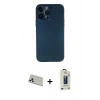 MARSİLYAN™- iPhone 13 Pro Max Kılıf Yadigar Yansıma Serisi - Siyah Bilvis Hayalet Cam Ekran Koruyucu + Rainbow Kamera Lens Koruma Cam - BZ