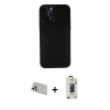 MARSİLYAN™- iPhone 13 Pro Max Kılıf Yadigar Yansıma Serisi - Siyah Bilvis Hayalet Cam Ekran Koruyucu + Rainbow Kamera Lens Koruma Cam - BZ