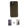 MARSİLYAN™- iPhone 13 Pro Max Kılıf Yadigar Yansıma Serisi - Siyah Bilvis Hayalet Cam Ekran Koruyucu + Neon Fosforlu Kamera Lens - BZ