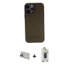 MARSİLYAN™- iPhone 13 Pro Max Kılıf Yadigar Yansıma Serisi - Siyah Bilvis Hayalet Cam Ekran Koruyucu + Rainbow Kamera Lens Koruma Cam - BZ