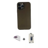 MARSİLYAN™- iPhone 13 Pro Max Kılıf Yadigar Yansıma Serisi - Siyah Bilvis Hayalet Cam Ekran Koruyucu + Pers Alüminyum Kamera Lens - GI