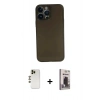 MARSİLYAN™- iPhone 13 Pro Max Kılıf Yadigar Yansıma Serisi - Siyah Bilvis Hayalet Cam Ekran Koruyucu + Shine Kamera Lens - GD