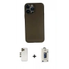 MARSİLYAN™- iPhone 13 Pro Max Kılıf Yadigar Yansıma Serisi - Siyah Bilvis Hayalet Cam Ekran Koruyucu + Shine Kamera Lens - GD