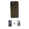 MARSİLYAN™- iPhone 13 Pro Max Kılıf Yadigar Yansıma Serisi - Siyah Bilvis Hayalet Cam Ekran Koruyucu + Neon Fosforlu Kamera Lens - MI