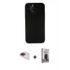 MARSİLYAN™- iPhone 13 Pro Max Kılıf Yadigar Yansıma Serisi - Siyah Bilvis Hayalet Cam Ekran Koruyucu + Pers Alüminyum Kamera Lens - KI
