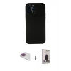 MARSİLYAN™- iPhone 13 Pro Max Kılıf Yadigar Yansıma Serisi - Siyah Bilvis Hayalet Cam Ekran Koruyucu + Pers Alüminyum Kamera Lens - GI
