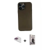 MARSİLYAN™- iPhone 13 Pro Max Kılıf Yadigar Yansıma Serisi - Siyah Bilvis Hayalet Cam Ekran Koruyucu + Pers Alüminyum Kamera Lens - GI