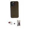 MARSİLYAN™- iPhone 13 Pro Max Kılıf Yadigar Yansıma Serisi - Siyah Bilvis Hayalet Cam Ekran Koruyucu + Pers Alüminyum Kamera Lens - KI