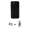 MARSİLYAN™- iPhone 13 Pro Max Kılıf Yadigar Yansıma Serisi - Siyah Bilvis Hayalet Cam Ekran Koruyucu + Rainbow Kamera Lens Koruma Cam - REGD