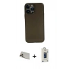 MARSİLYAN™- iPhone 13 Pro Max Kılıf Yadigar Yansıma Serisi - Siyah Bilvis Hayalet Cam Ekran Koruyucu + Rainbow Kamera Lens Koruma Cam - REGD