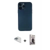 MARSİLYAN™- iPhone 13 Pro Max Kılıf Yadigar Yansıma Serisi - Siyah Bilvis Hayalet Cam Ekran Koruyucu + Sierra Blue Pers Alüminyum Kamera Lens