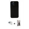MARSİLYAN™- iPhone 13 Pro Max Kılıf Yadigar Yansıma Serisi - Siyah Bilvis Hayalet Cam Ekran Koruyucu + Sierra Blue Pers Alüminyum Kamera Lens