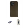 MARSİLYAN™- iPhone 13 Pro Max Kılıf Yadigar Yansıma Serisi - Siyah Bilvis Hayalet Cam Ekran Koruyucu + Renkli Kamera Lens Koruma Cam - TU