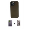 MARSİLYAN™- iPhone 13 Pro Max Kılıf Yadigar Yansıma Serisi - Siyah Bilvis Hayalet Cam Ekran Koruyucu + Neon Fosforlu Kamera Lens - YL