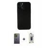 MARSİLYAN™- iPhone 13 Pro Max Kılıf Yadigar Yansıma Serisi - Siyah Bilvis Hayalet Cam Ekran Koruyucu + Neon Fosforlu Kamera Lens - YL
