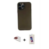 MARSİLYAN™- iPhone 13 Pro Max Kılıf Yadigar Yansıma Serisi - Siyah Joko 5D Cam + Kırmızı Pers Alüminyum Kamera Lens