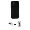 MARSİLYAN™- iPhone 13 Pro Max Kılıf Yadigar Yansıma Serisi - Siyah Joko 5D Cam + Kırmızı Pers Alüminyum Kamera Lens