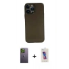 MARSİLYAN™- iPhone 13 Pro Max Kılıf Yadigar Yansıma Serisi - Siyah Joko 5D Cam + Neon Fosforlu Kamera Lens - YL