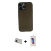 MARSİLYAN™- iPhone 13 Pro Max Kılıf Yadigar Yansıma Serisi - Siyah Joko 5D Cam + Rainbow Kamera Lens Koruma Cam - MR