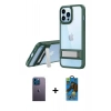 MARSİLYAN™- iPhone 13 Pro Max Kılıf Yadigar Yansıma - Siyah 18D Cam Ekran Koruyucu + Neon Fosforlu Kamera Lens - MI