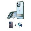 MARSİLYAN™- iPhone 13 Pro Max Kılıf Yadigar Yansıma - Siyah 3D Antistatik Cam Ekran Koruyucu + Neon Fosforlu Kamera Lens - MI