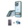 MARSİLYAN™- iPhone 13 Pro Max Kılıf Yadigar Yansıma - Siyah 3D Antistatik Cam Ekran Koruyucu + Neon Fosforlu Kamera Lens - BZ