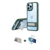 MARSİLYAN™- iPhone 13 Pro Max Kılıf Yadigar Yansıma - Siyah 3D Antistatik Cam Ekran Koruyucu + Rainbow Kamera Lens Koruma Cam - MR