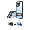 MARSİLYAN™- iPhone 13 Pro Max Kılıf Yadigar Yansıma - Siyah 3D Antistatik Cam Ekran Koruyucu + Raze Metal Kamera Lens - GD