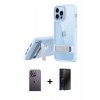 MARSİLYAN™- iPhone 13 Pro Max Kılıf Yadigar Yansıma - Siyah 3D Antistatik Hayalet Cam Ekran Koruyucu + Neon Fosforlu Kamera Lens - BZ