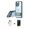 MARSİLYAN™- iPhone 13 Pro Max Kılıf Yadigar Yansıma - Siyah 3D Antistatik Hayalet Cam Ekran Koruyucu + Shine Kamera Lens - GD