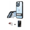 MARSİLYAN™- iPhone 13 Pro Max Kılıf Yadigar Yansıma - Siyah 3D Antistatik Hayalet Cam Ekran Koruyucu + Pers Alüminyum Kamera Lens - KI