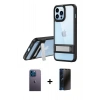 MARSİLYAN™- iPhone 13 Pro Max Kılıf Yadigar Yansıma - Siyah 3D Antistatik Hayalet Cam Ekran Koruyucu + Neon Fosforlu Kamera Lens - MI